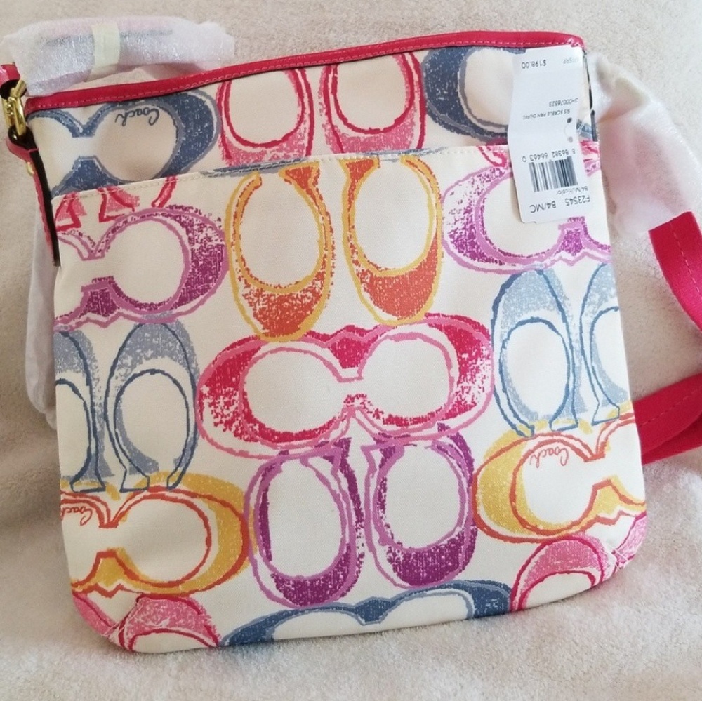 Coach Print Scribble Duffle Swing Crossbody Bag - Picture 2 of 4
